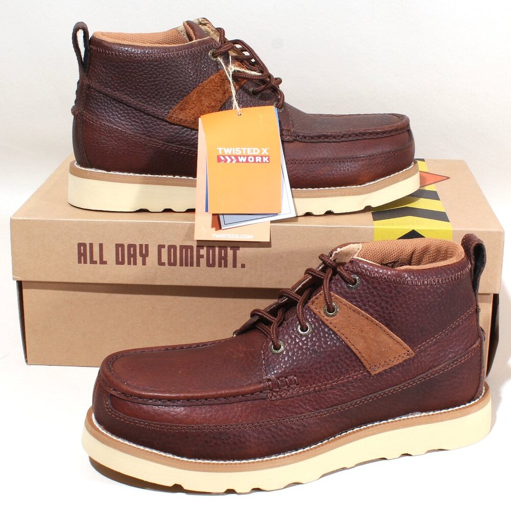 Twisted X Mens 4" Chelsea Wedge Safety Boots Cinnamon Brown Size 7.5 W Wide